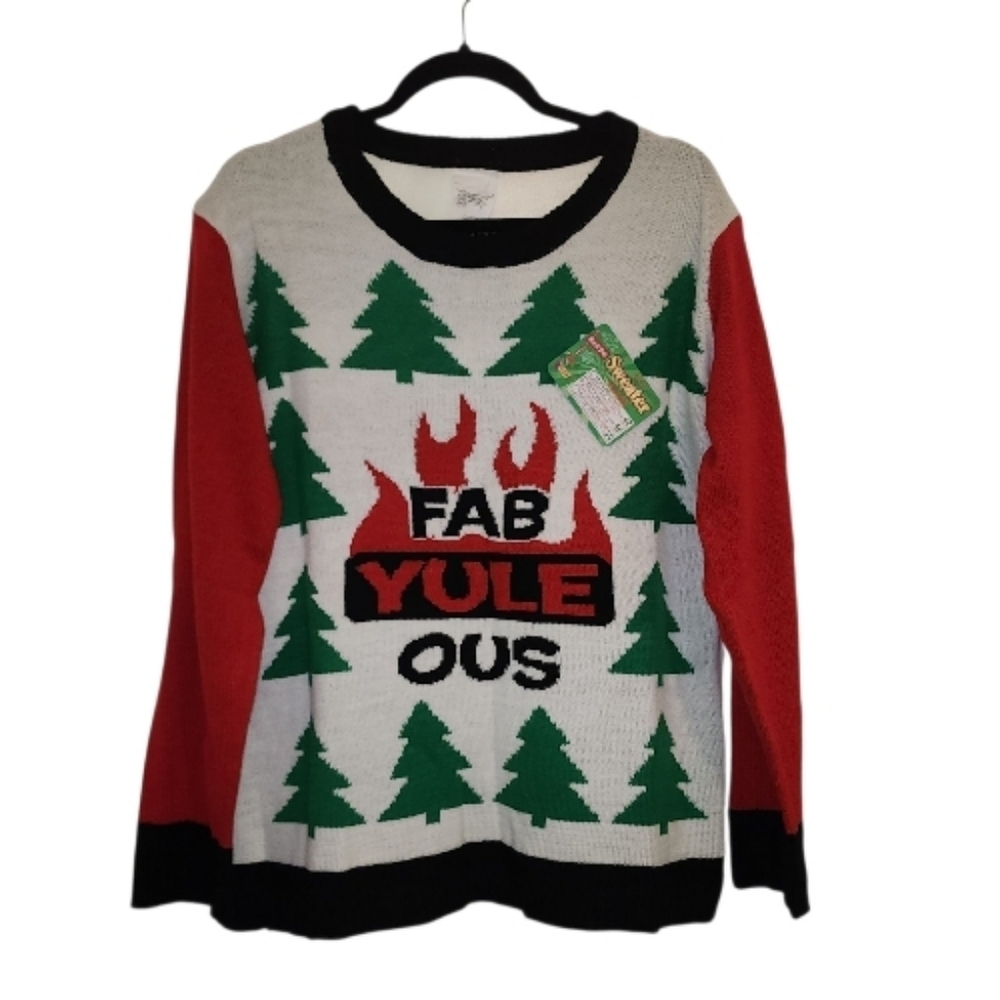Forum Novelties "Fab Yule Ous" Christmas Sweater, Size Large